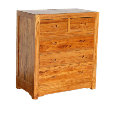 老榆木简约现代风五斗柜