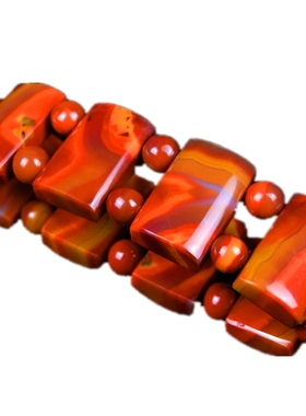 天然原矿战国红玛瑙男女手排手串