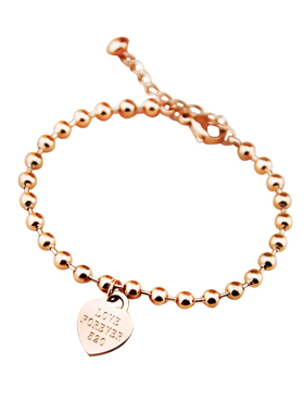 韩版爱心玫瑰金手链ins小众钛钢