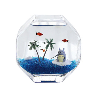 创意八边形玻璃鱼缸加厚玻璃透亮斗鱼缸桌面鱼缸小号热带鱼缸家用