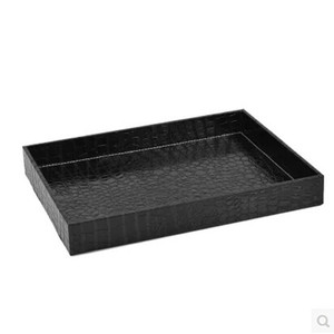 容品小居仿皮长方茶具托盘外贸 茶盘 红酒盘收纳文具盒黑