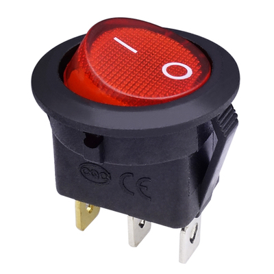 圆形船型开关 带灯 KCD1-105/B 翘板开关 电源开关 3只脚