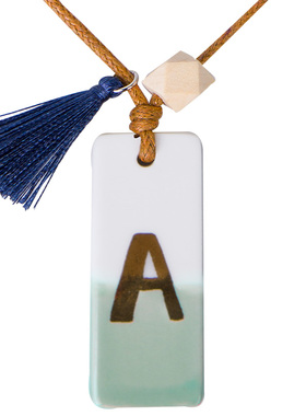 字母项链陶瓷首饰吊坠唯美流苏