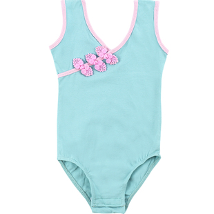 女童舞蹈练功服夏季盘扣体操服儿童背心连体中国舞开裆纯棉形体服