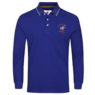 品牌马球T恤纯色打底长袖运动男士POLO衫爸中年上衣春秋季高尔夫