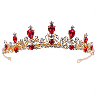 新娘头饰2019新款结婚皇冠红色婚纱发饰三件套韩式超仙敬酒服配饰