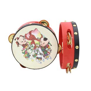 儿童打击乐器羊皮钱鼓幼儿园老师用大小铃鼓塑料  新疆舞蹈手鼓
