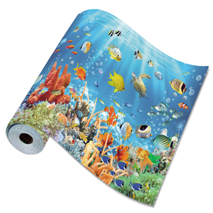 海底世界墙贴画自粘防水婴儿游泳馆主题酒店海豚海洋背景墙壁纸画