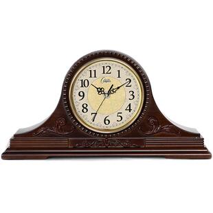 康巴丝欧式实木座钟电波钟机芯美式中国风台钟客厅卧室钟表现代