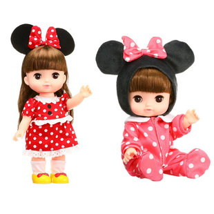 现货包邮日本进口迪斯尼迪士尼disney洋娃娃可眨眼米妮爱莎公主