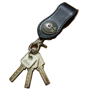 优革佳品手工制作rm红月款枥木鞍革头层牛皮腰挂皮带真皮钥匙扣