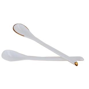 贝玉纯白儿童吃饭小勺子可爱长柄陶瓷咖啡勺欧式咖啡匙调料搅拌勺