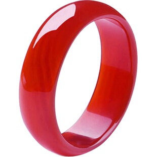 纯天然圆环红玛瑙手镯玉髓女款玉镯子本命年玉手镯冰种正品送妈妈