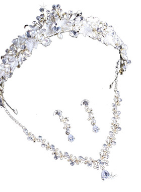 新款浅金色新娘饰品带项链耳环