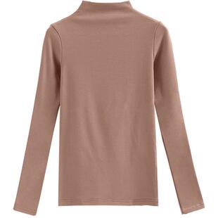 秋冬韩版半高领修身长袖纯白纯色简约T恤紧身体恤打底衫女加绒厚