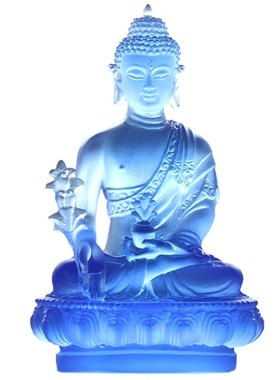 琉璃药师佛像家居佛堂玄关摆设古法琉璃寺院药师坛城款佛前供奉