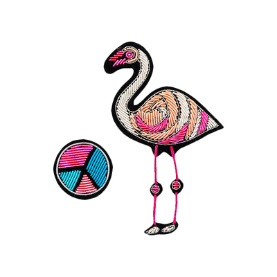 印度丝手工刺绣火烈鸟颜料盘胸针