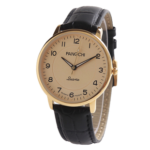 正品鹏志真皮表带手表 皮带女表 2035金属机芯精准走时夜光男表