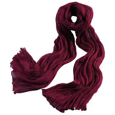 高档时尚洋气精品枣红色真丝围巾