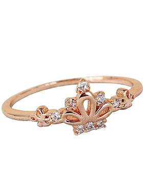 秀气时尚微镶水钻皇冠女学生尾戒