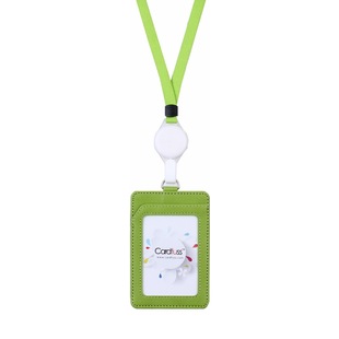 顶天正品PU皮吊牌卡套配挂夹两用易拉扣挂绳工作证带棉绳吊绳伸缩门禁卡套挂牌职工厂牌挂脖胸牌保护套可定制