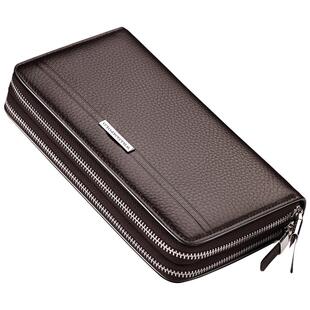 英皇保罗真皮多功能双拉链手拿包男款商务手抓包男士长款钱包手包