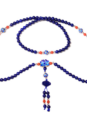 宫廷风佛珠毛衣链天然青金石