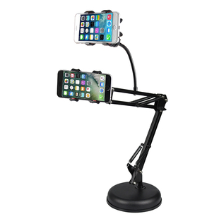 主播懒人直播圆底手机支架床头用看电视多手机夹子桌面双手机支架