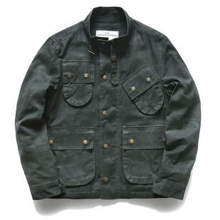 LifeCycle秋冬重磅油蜡防水机车夹克美式复古加厚休闲工装男外套