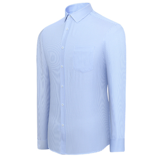 罗蒙加绒保暖衬衫男秋冬长袖蓝色条纹休闲中年爸爸加厚衬衣