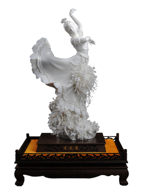 德化白瓷舞蹈元素花卉工艺摆件