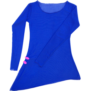 广场舞荞麦花扇舞舞蹈纱衣紫色古典舞练功服弹力网修身形体舞