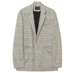休闲男装格子西装外套男夏季薄款男士单西复古西服男款单件上衣潮