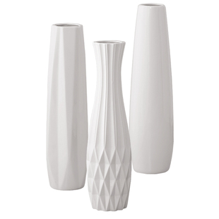 60cm陶瓷大花瓶 落地干花套装 白色简约仿真花花束 家居客厅装饰