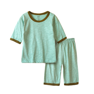 男童睡衣纯棉宝宝空调服夏季薄款儿童家居服中长袖女童小孩夏装