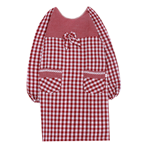 韩版时尚成人纯棉家用公主可爱围裙防污厨房家居清洁长袖反穿罩衣