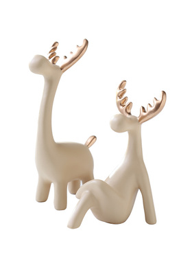 北欧风办公五口小鹿树脂家居装饰