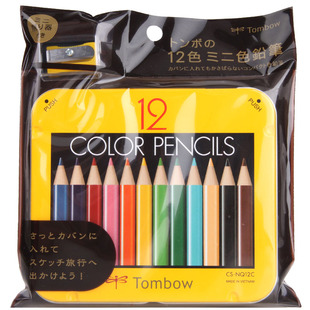 日本进口tombow蜻蜓彩色铅笔BCA-151 mini便携儿童礼品画笔 12色
