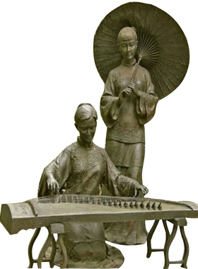 古筝玻璃钢艺术风步行街户外景观