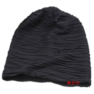 帽子女秋冬套头帽挡风布光头巾布帽韩版时尚堆堆帽骑车保暖针织帽