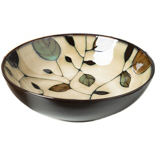 盘子家用创意窑变釉菜盘复古手绘早餐水果盘碗碟组合出口陶瓷餐具