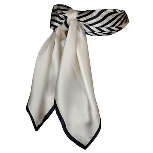 礼诚 夏季防晒简约真丝条纹丝巾春秋新款百搭桑蚕丝围巾披肩方巾