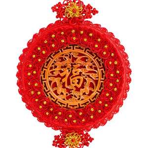 百绣红桃木中国结挂件客厅大号福字家居玄关乔迁新居挂件平安节