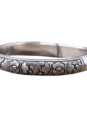 南诏匠银复古风马蹄传家宝银手镯