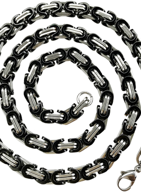 黑银色圣骑士钛钢古巴链男粗项链