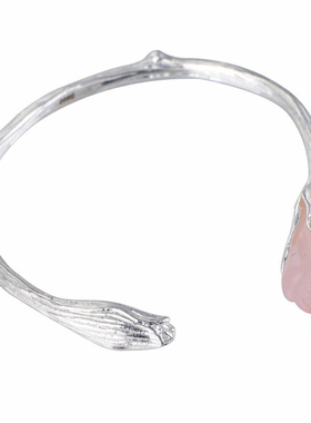 粉晶9足银手镯民族风女