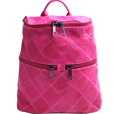 纯皮王国糖果色复古学院风双肩包