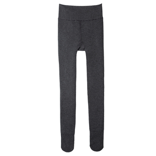 棉裤女秋冬季竖条纹打底裤加绒加厚外穿黑灰色螺纹踩脚高腰连裤袜