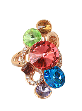 欧美夸张大气彩水晶女礼品戒指