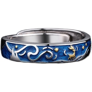 999纯银戒指男士潮单身戒足银开口指环简约个性独身主义尾戒项链